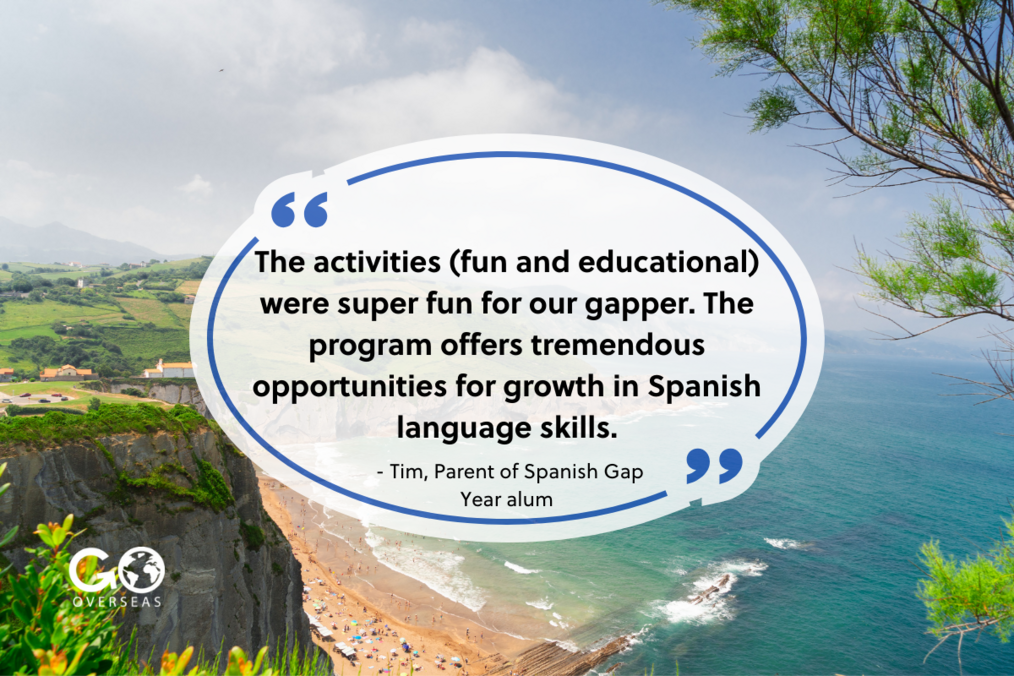 Spanish Gap Year Spanish scenery with Spanish Gap Year alum quote